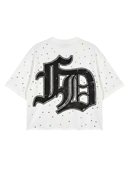 Pre-Order-Final Days Cropped Boxy Graphic Tee With Rhinestones